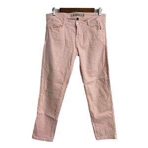 Zara Womens Pink Core Denim Trafaluc Collection Distressed Slim Jeans Size 8